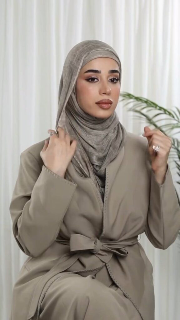Minimalist Taupe Co-ord Set with Textured Hijab – Available in One Colour - Photo 5