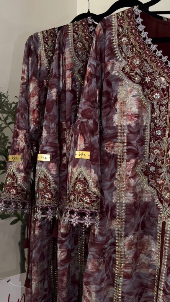 Maroon Floral Printed & Sequined Embellished Ethnic Kaftan – Available in One Colour Variant - Photo 1