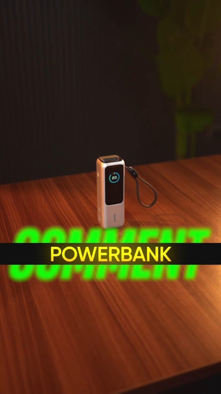 Mini Power Bank with Digital Display | Compact Fast Charging Portable Charger with Wrist Strap for Phones & Devices