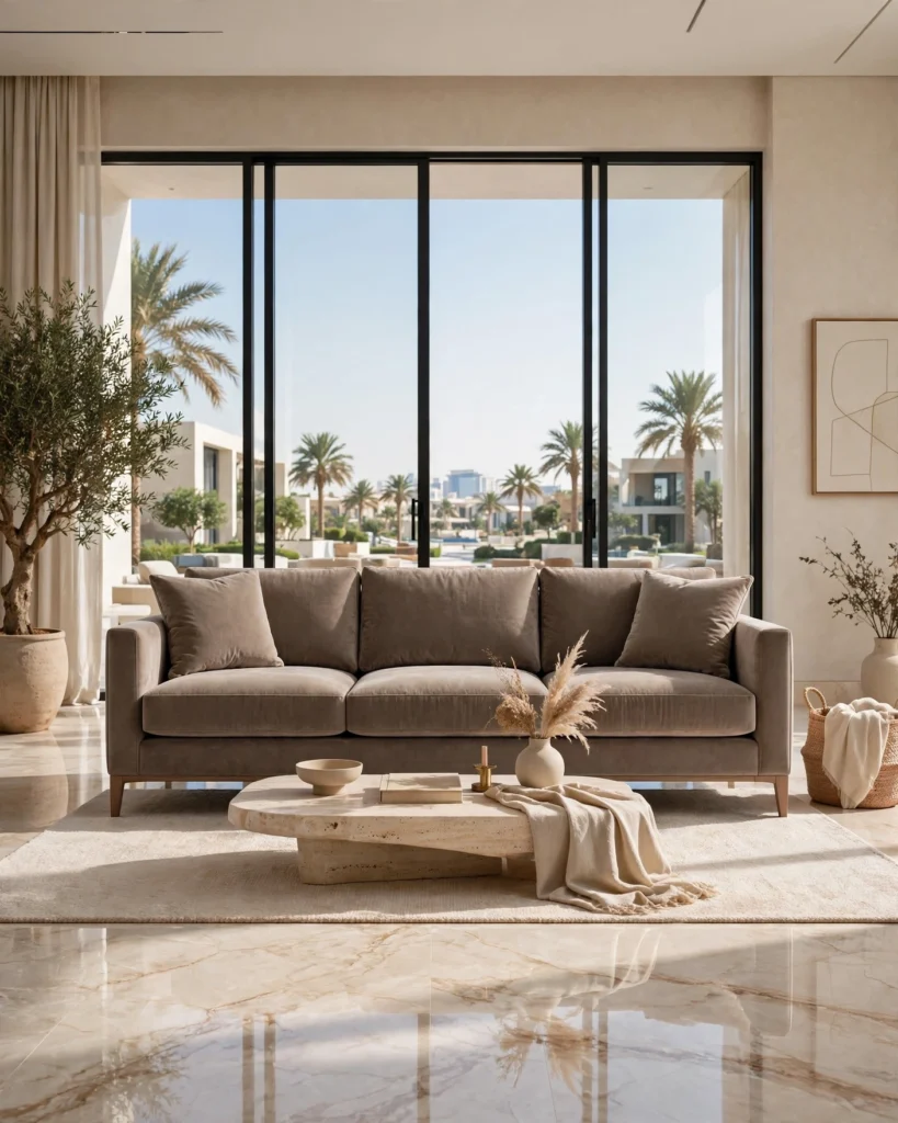 VelvetHaven Taupe Velvet 3 Seater Sofa - Deep Seated Modern Luxury Sofa - Photo 1